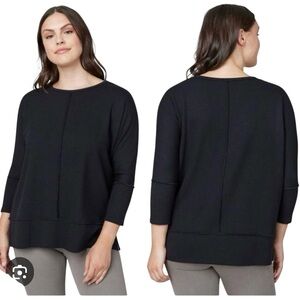 Spanx Perfect Length Dolman 3/4 Sleeve Top Size Small Black